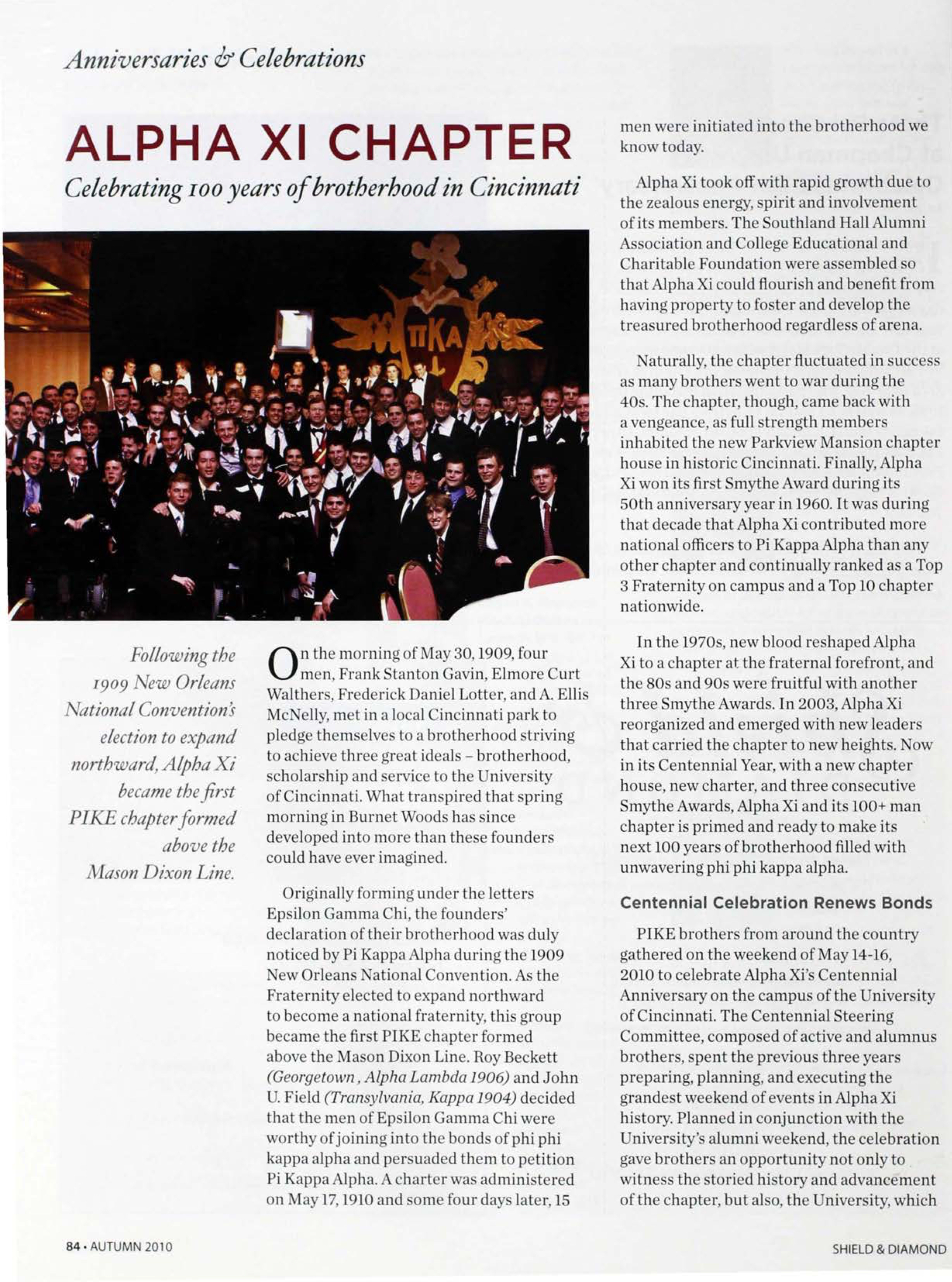 Anniversaries & Celebrations: Alpha Xi Chapter